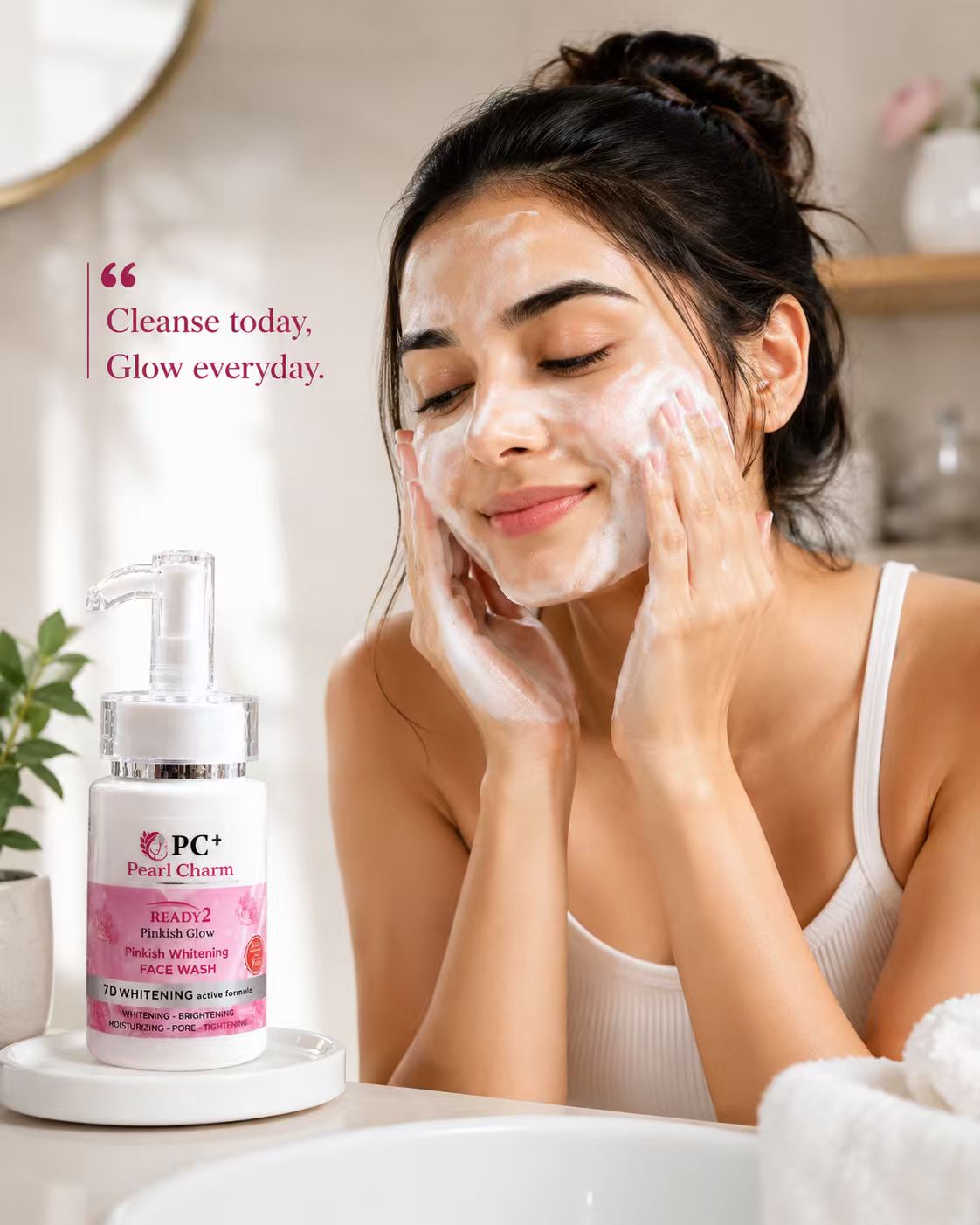 Pearl Charm Ready2 Pinkish Glow Face Wash – 7D Whitening Formula
