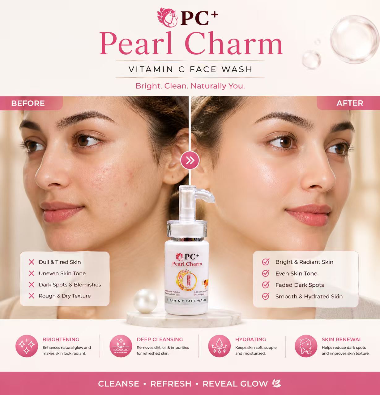 Pearl Charm Vitamin C Face Wash – Brightening & Deep Cleansing