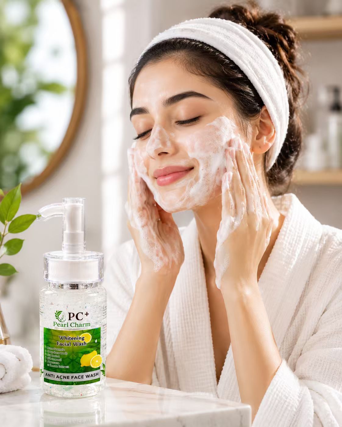 Pearl Charm Whitening Facial Wash – Anti Acne Formula with Aloe Vera & Lemon
