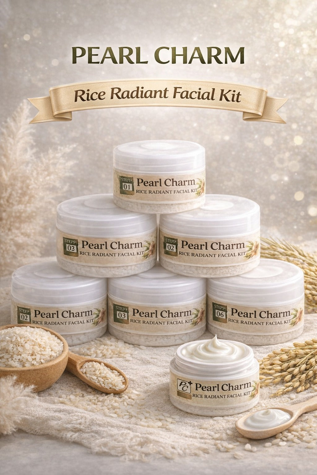 Pearl Charm Rice Radiant Facial Kit – 6 Step Brightening System