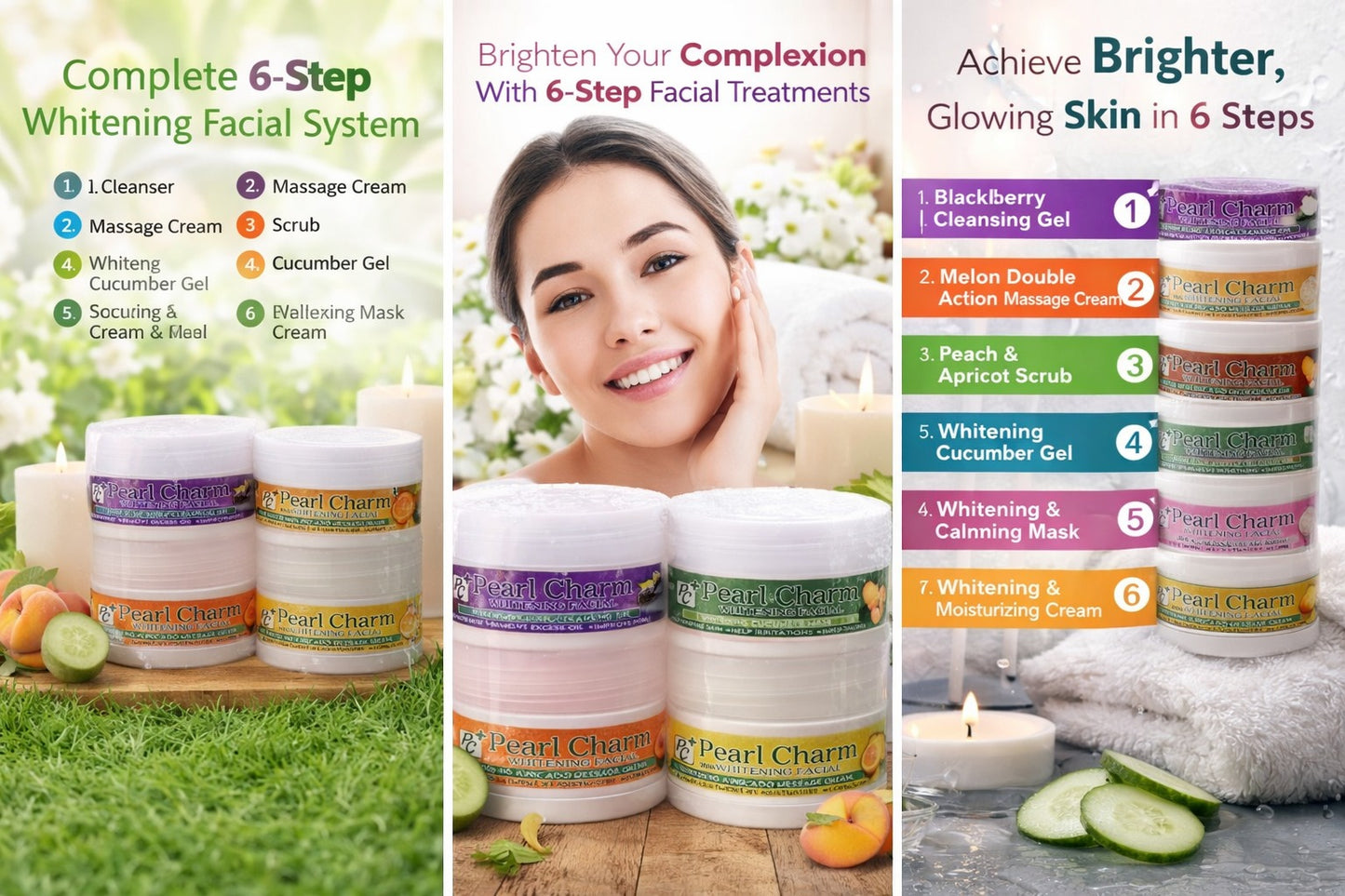 Pearl Charm 6-Step Whitening Facial System – Complete Kit